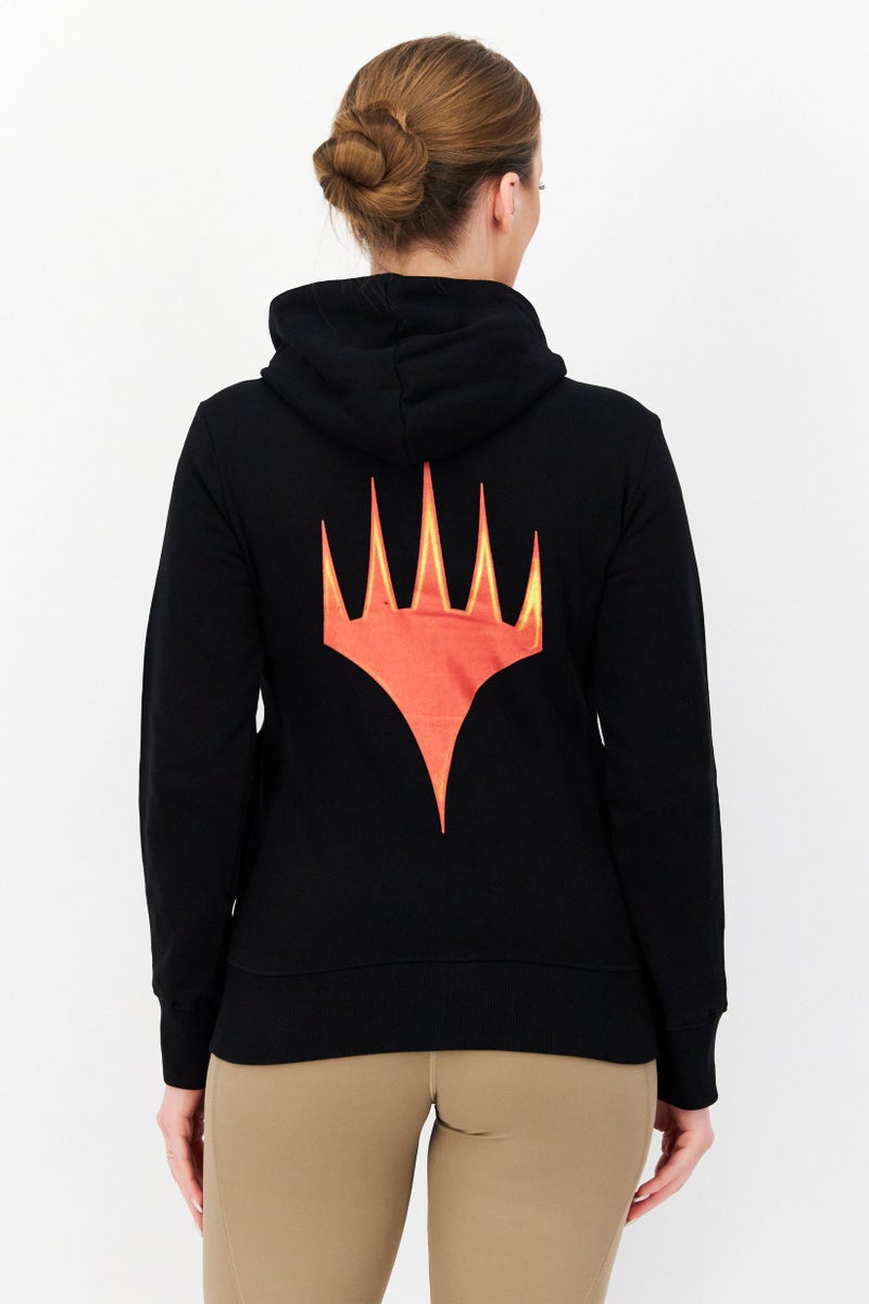 DIFUZED Women Hooded Long Sleeve Full Zip Embroidered Sweatshirt, Black - Image 3