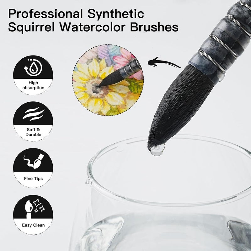 Like-It ﻿Artist Professional Painting Brushes | Black MOP Brush Set of 4 with Brush Holder | Ideal for Watercolor and Acrylic Painting - Image 3