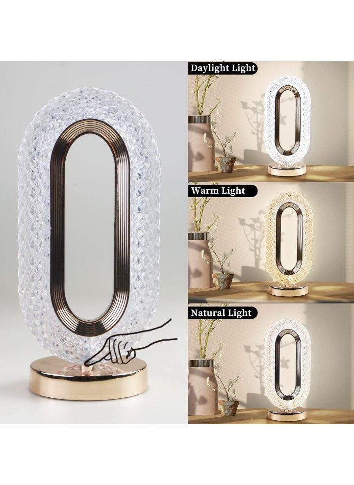Crystal Touch Lamp, LED Crystal Light Illuminated in Multiple Colors, Night Lamp and Decorative Nightlight with 3D Diamond Design, Moonlit Crystal Globe, LED Lamp with Multi-Color Remote Control, Dimmable USB Rechargeable Desk Lamp for Bedroom, Living Room, Home, and Office, Transparent.
