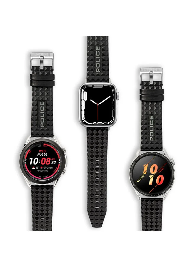 POLICE Pyramid Black Leather Watch Straps