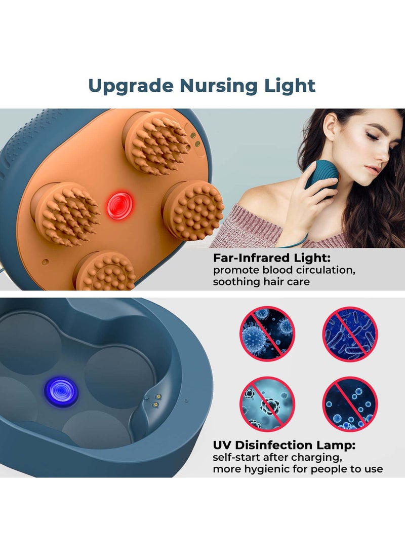 KASTWAVE Electric Scalp Massager, Wireless Portable Head Massager with 4 Replacement Massage Head, IPX7 Waterproof, 2 Modes, USB Rechargeable Scalp Massager for Shower and Bath - Image 5