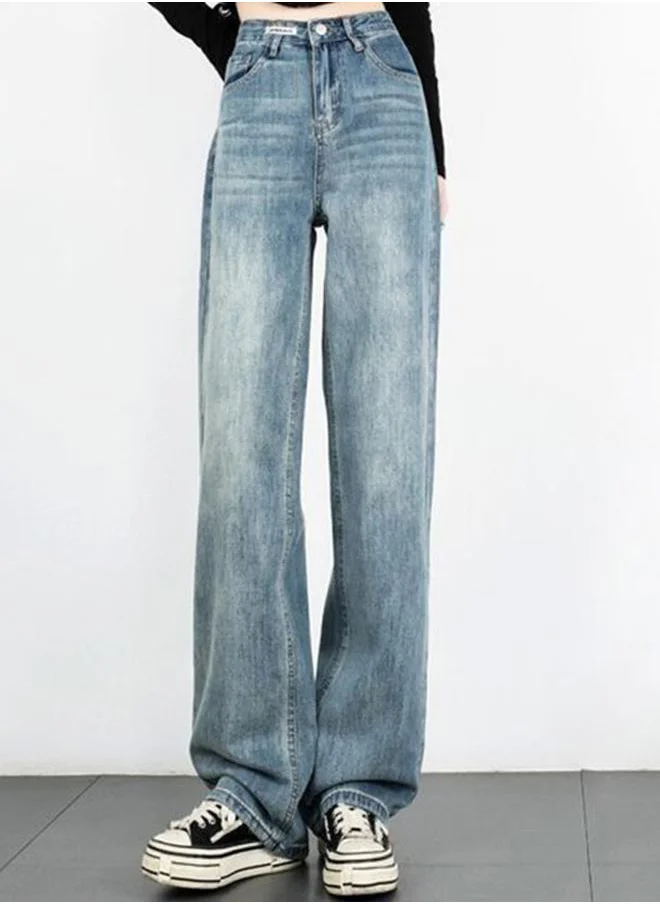 YUNIQEE Blue Straight Fit High-Rise Light Fade Jeans