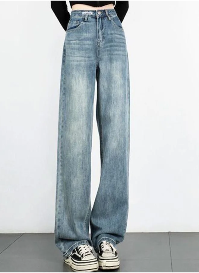 YUNIQEE Blue Straight Fit High-Rise Light Fade Jeans