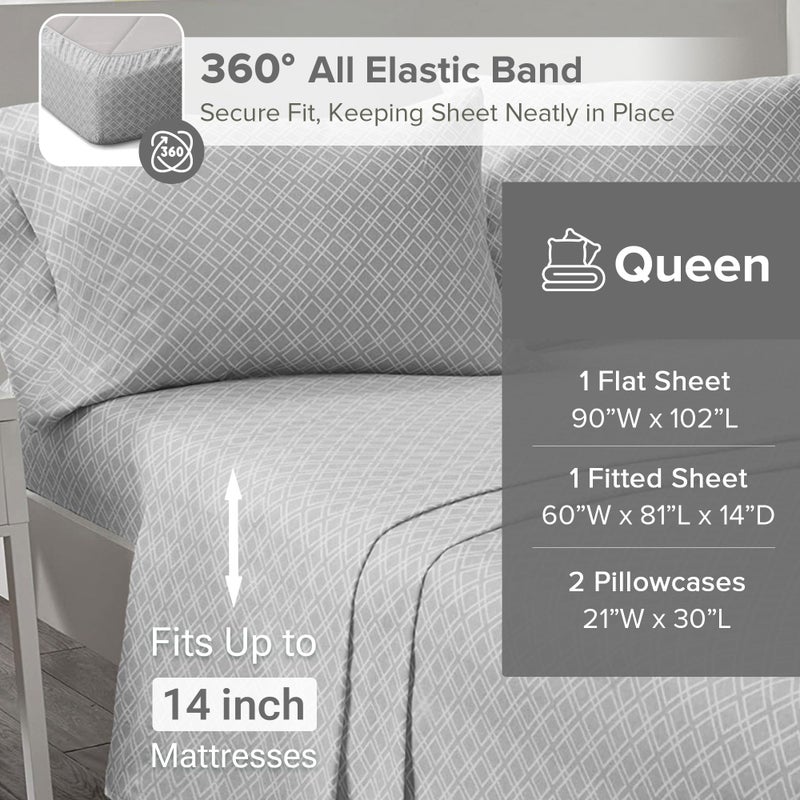 Comfort Spaces Cotton Flannel Sheets Queen Size, Ultra Soft Flannel Sheet Set with 14" Elastic Pocket Fits up to 16" Mattress, Breathable Print Warm Flannel Bedding, Grey Geo 4 Piece - Image 5