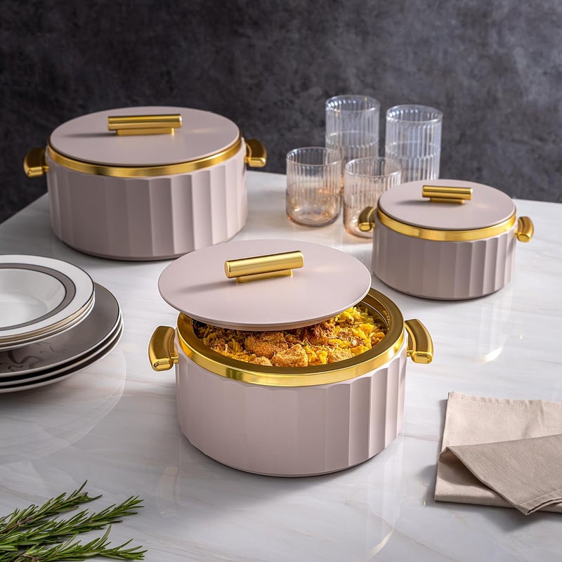 La Mesa Food Warmer 2 Liter Matt Beige Body+Matt Gold - Image 1