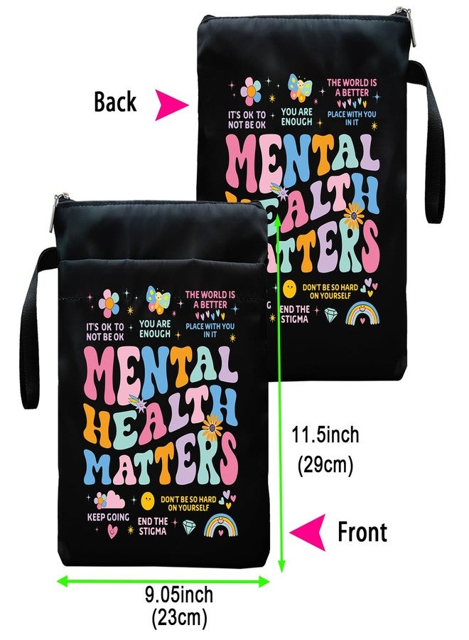 Maydvdv Mental Health Matters Book Sleeve, Book Covers for Paperbacks, Book Sleeve with Zipper, Book Lover Gifts, Bookish Gift Book Pouch for Girl Women 11.4 x 9.05 Inch (Mental Health) - Image 4