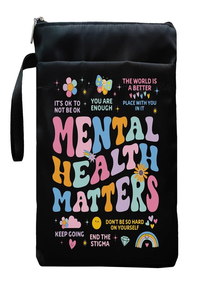 Maydvdv Mental Health Matters Book Sleeve, Book Covers for Paperbacks, Book Sleeve with Zipper, Book Lover Gifts, Bookish Gift Book Pouch for Girl Women 11.4 x 9.05 Inch (Mental Health) - Image 1