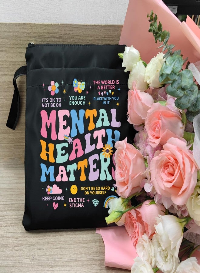 Maydvdv Mental Health Matters Book Sleeve, Book Covers for Paperbacks, Book Sleeve with Zipper, Book Lover Gifts, Bookish Gift Book Pouch for Girl Women 11.4 x 9.05 Inch (Mental Health) - Image 2
