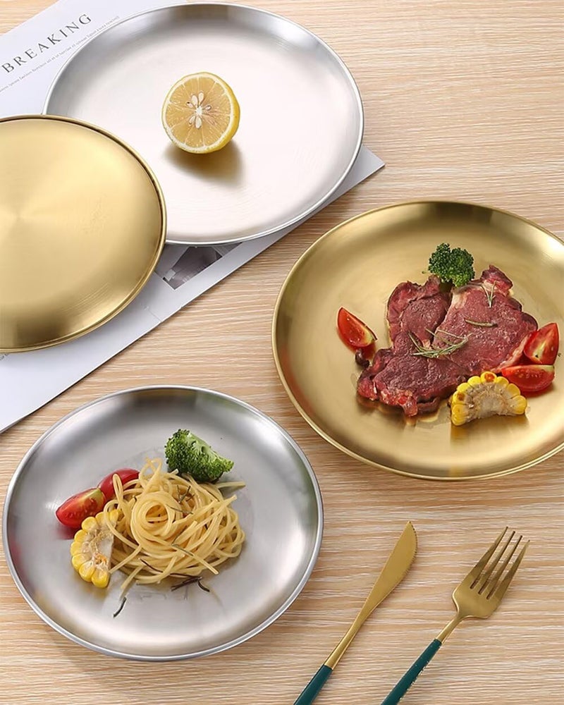 SEEK RARE Serving Trays 7.9in Stainless Steel Decorative Tray Round Gold Tray for Kitchen Wedding Party Coffee Table - Image 3