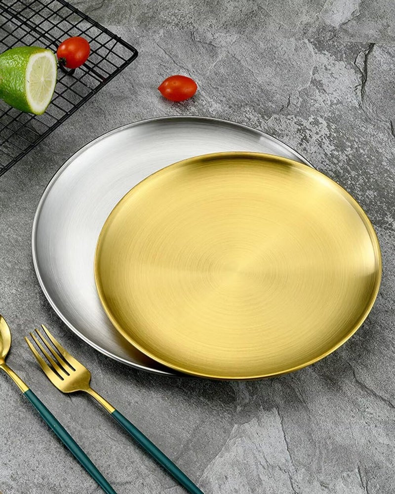 SEEK RARE Serving Trays 7.9in Stainless Steel Decorative Tray Round Gold Tray for Kitchen Wedding Party Coffee Table - Image 4