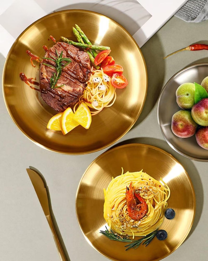 SEEK RARE Serving Trays 7.9in Stainless Steel Decorative Tray Round Gold Tray for Kitchen Wedding Party Coffee Table - Image 5