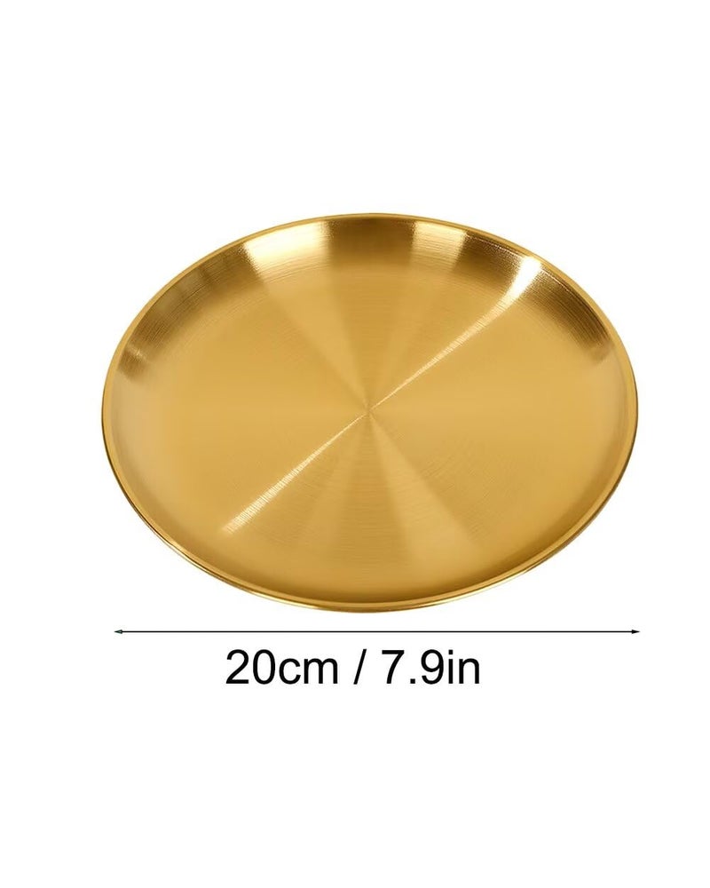 SEEK RARE Serving Trays 7.9in Stainless Steel Decorative Tray Round Gold Tray for Kitchen Wedding Party Coffee Table - Image 2