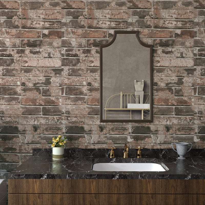 VaryPaper Vintage Brown Brick Wallpaper Peel and Stick 3D Textured Brick Contact Paper for Walls Removable Waterproof Self Adhesive Brick Wall Paper for Kitchen Backsplash Fireplace 157x787 - Image 2