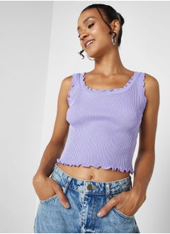 Lettuce Detail Ribbed Vest