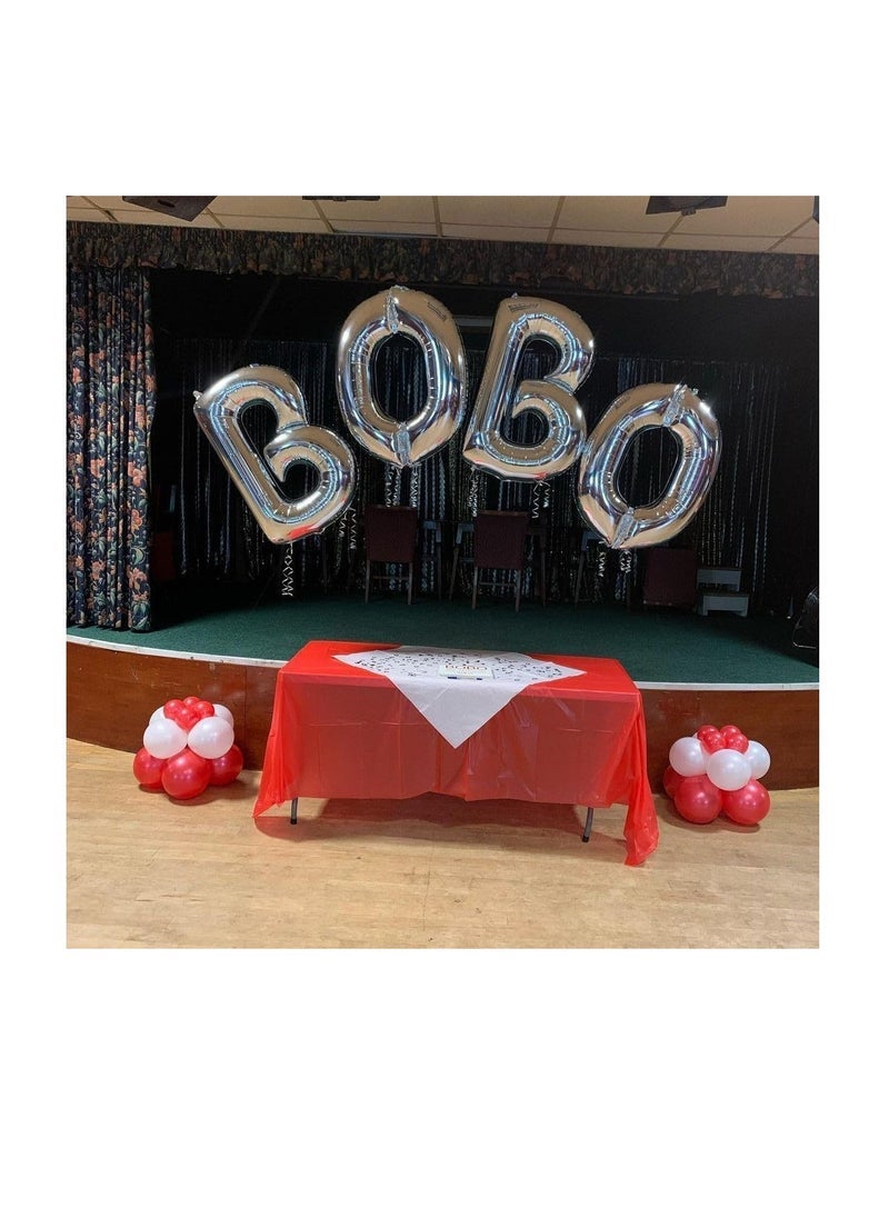 بارتي ويذ إيما الحروف الفضية البالونات من الألف إلى الياء 32 بوصة بالونات الأبجدية الكبيرة الفضة رقائق الهيليوم رسالة بالون لتزيين حفل عيد ميلاد الذكرى السنوية لزفاف الزفاف (فضي-P) - Image 3