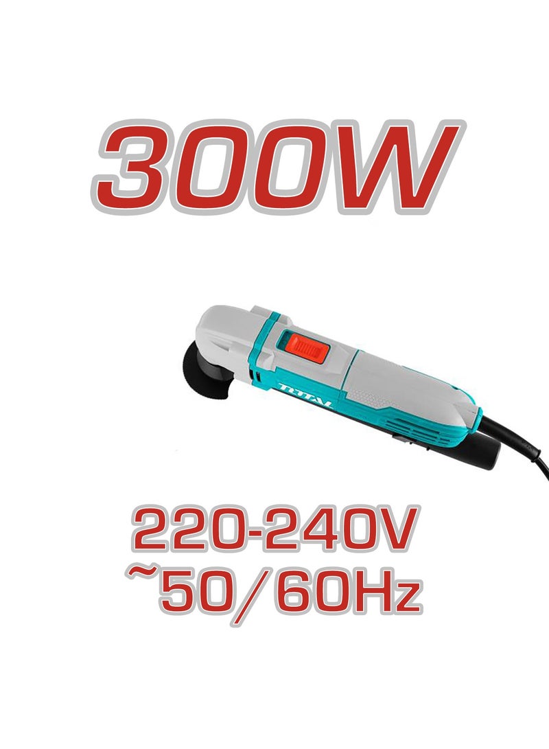 TOTAL 300W Multi-Function Oscillating Tool - Variable Speed 20000RPM Power Multi-Tool with Scraper, Wood Blade, Segment Saw & Sanding Pad - TS3006 - Image 2