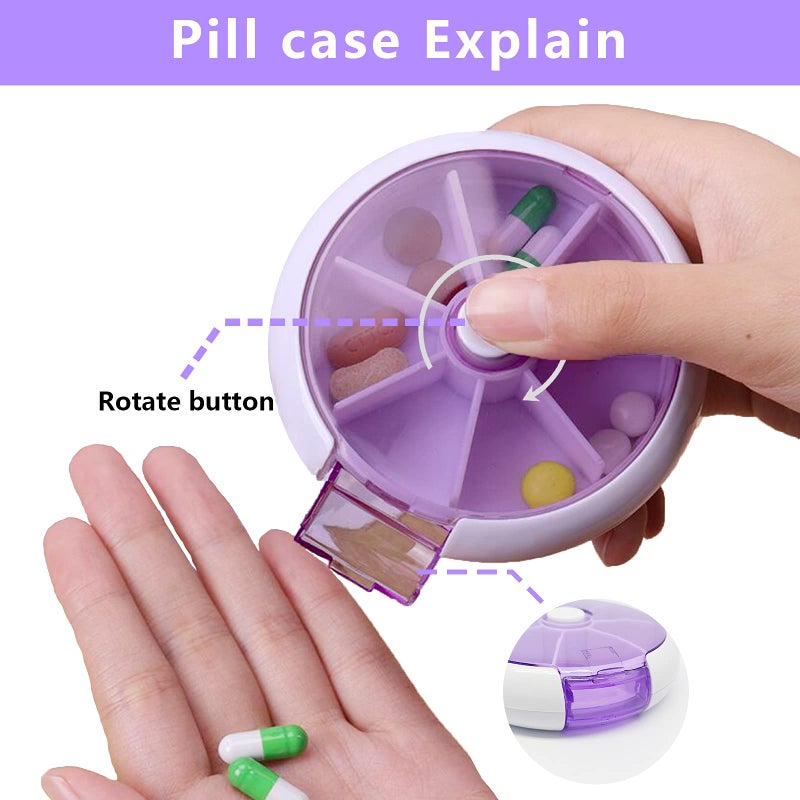 INVODA Pill Organizer Weekly 3PCS,INVODA Pill Case 7 Day 3 Times Medicine Pill Dispenser,Push Button Rotate Pill Planner with 7 Compartments (3 Group) - Image 2