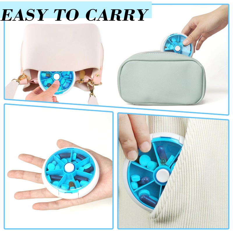 INVODA Pill Organizer Weekly 3PCS,INVODA Pill Case 7 Day 3 Times Medicine Pill Dispenser,Push Button Rotate Pill Planner with 7 Compartments (3 Group) - Image 3