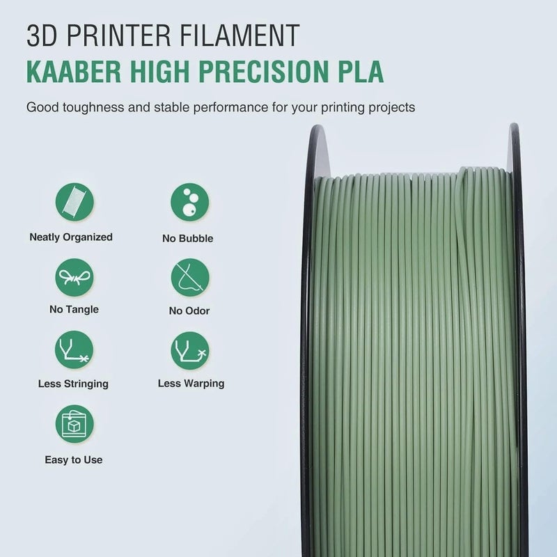 Protomont TECHNOLOGIES فيلا مونت 1.75 مم خيوط طباعة ثلاثية الأبعاد PLA بريميوم بلس متوافقة مع معظم طابعات FDM (أخضر عسكري غير لامع) - Image 5