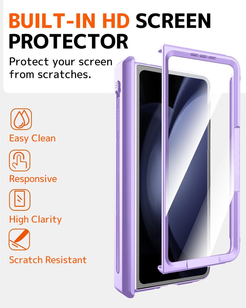 NINKI for Samsung Z Fold 7 Case with S Pen Holder & Stylus and Hidden Kickstand, Hinge Protective Screen Protector Phone Cover for Samsung Galaxy Z Fold 7 Case with Slim S Pen Slot and Stand â€“ Purple - Image 5