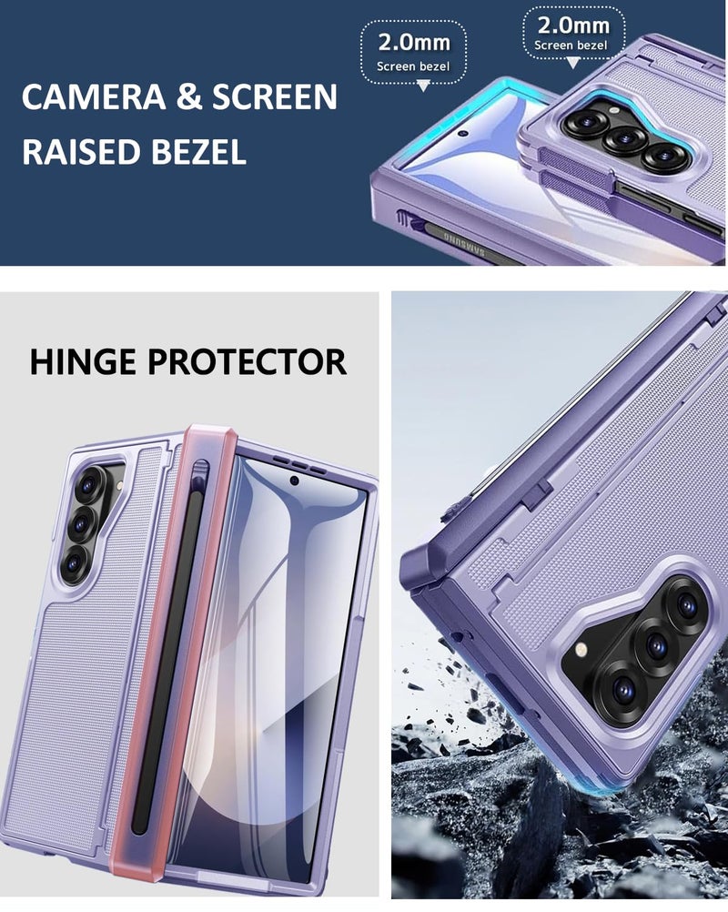 NINKI for Samsung Z Fold 7 Case with S Pen Holder & Stylus and Hidden Kickstand, Hinge Protective Screen Protector Phone Cover for Samsung Galaxy Z Fold 7 Case with Slim S Pen Slot and Stand â€“ Purple - Image 4