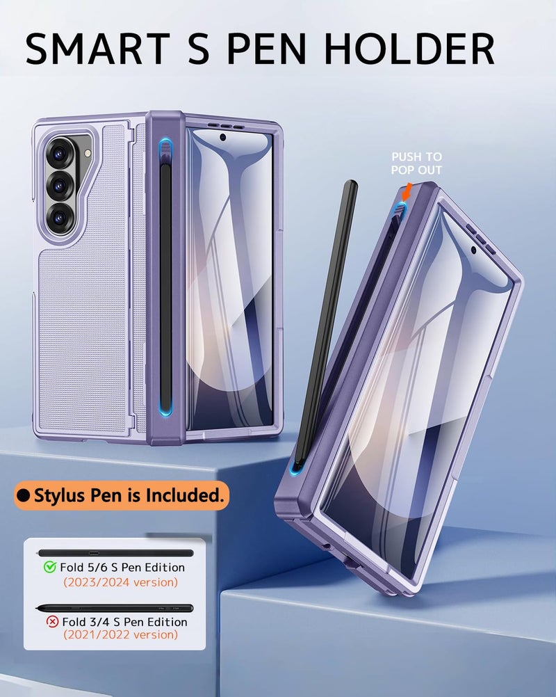NINKI for Samsung Z Fold 7 Case with S Pen Holder & Stylus and Hidden Kickstand, Hinge Protective Screen Protector Phone Cover for Samsung Galaxy Z Fold 7 Case with Slim S Pen Slot and Stand â€“ Purple - Image 2
