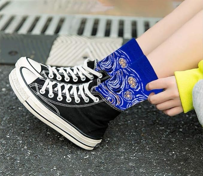 Chalier 5 Pairs Womens Famous Painting Art Printed Funny Casual Cotton Crew Socks, Art Painting B, Fits shoe size, mens 5-10, womens 6-11 - Image 4
