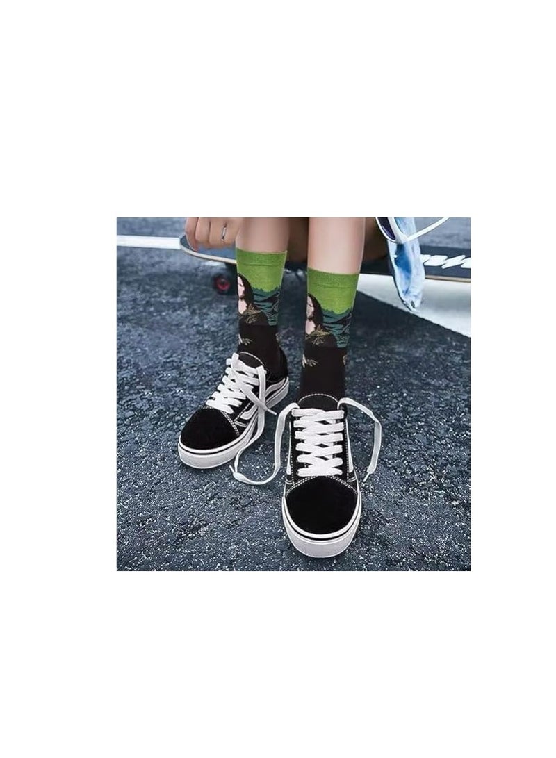 Chalier 5 Pairs Womens Famous Painting Art Printed Funny Casual Cotton Crew Socks, Art Painting B, Fits shoe size, mens 5-10, womens 6-11 - Image 5