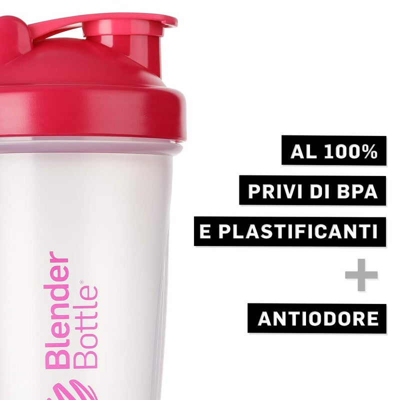 Blender Bottle زجاجة خلط كلاسيكية كوب شاكر / شاكر حمية / شاكر بروتين مع كرة الخلط / 820 مل - وردي شفاف - Image 3