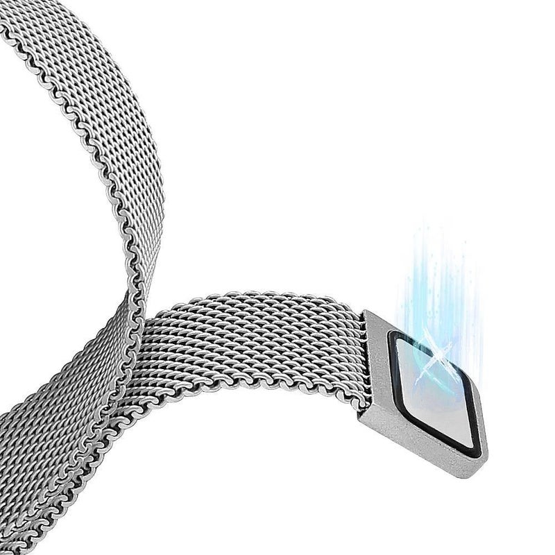 QX سوار ساعة ذكية سوار معدني من الستانلس ستيل متوافق مع Apple Watch / SE بملاءمة قابلة للتعديل وحزام بديل بتصميم معدني أنيق باللون فضي قابل للتعديل باللون الفضي - Image 3