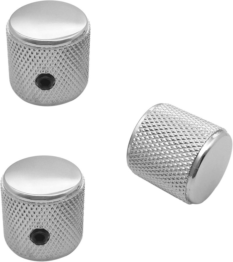 guyker 3Pcs Guitar Control Knobs for 1/4"(6.4mm) Dia. Shaft Pots - Dome Potentiometer Knob Compatible with Fender TL Style Electric Guitar or Precision Bass (Chrome) - Image 3