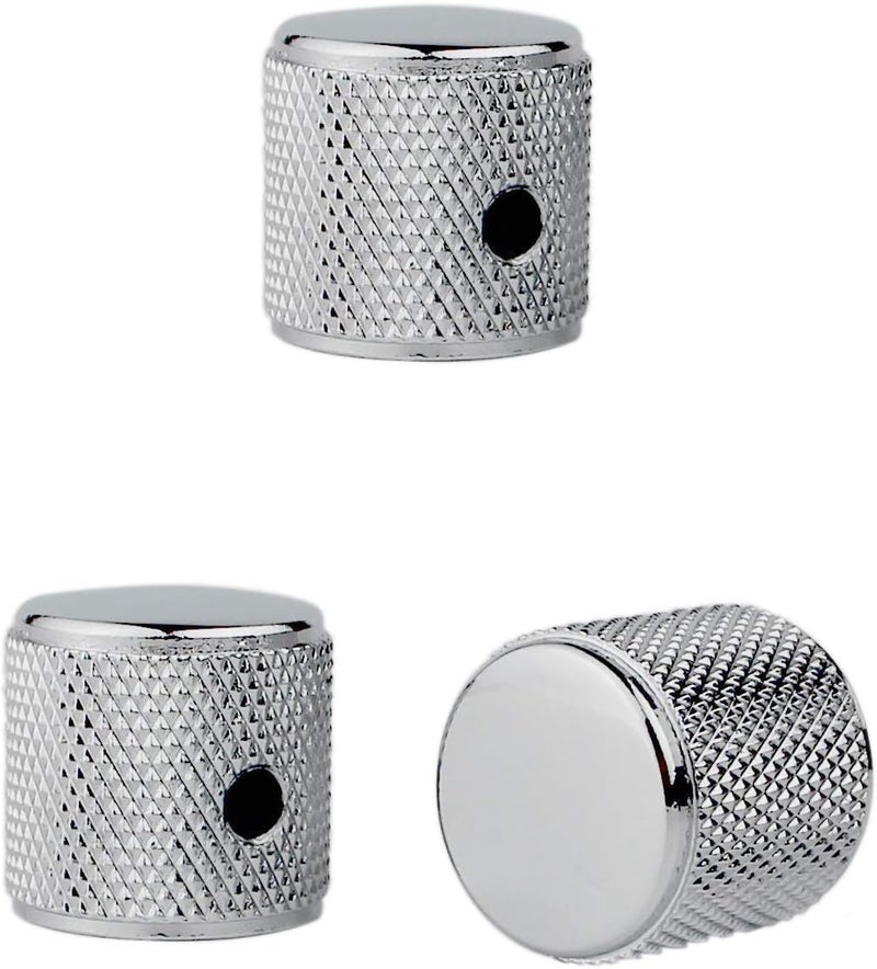guyker 3Pcs Guitar Control Knobs for 1/4"(6.4mm) Dia. Shaft Pots - Dome Potentiometer Knob Compatible with Fender TL Style Electric Guitar or Precision Bass (Chrome) - Image 2