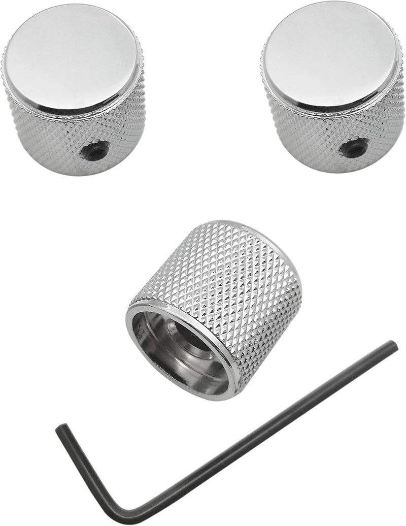 guyker 3Pcs Guitar Control Knobs for 1/4"(6.4mm) Dia. Shaft Pots - Dome Potentiometer Knob Compatible with Fender TL Style Electric Guitar or Precision Bass (Chrome) - Image 4