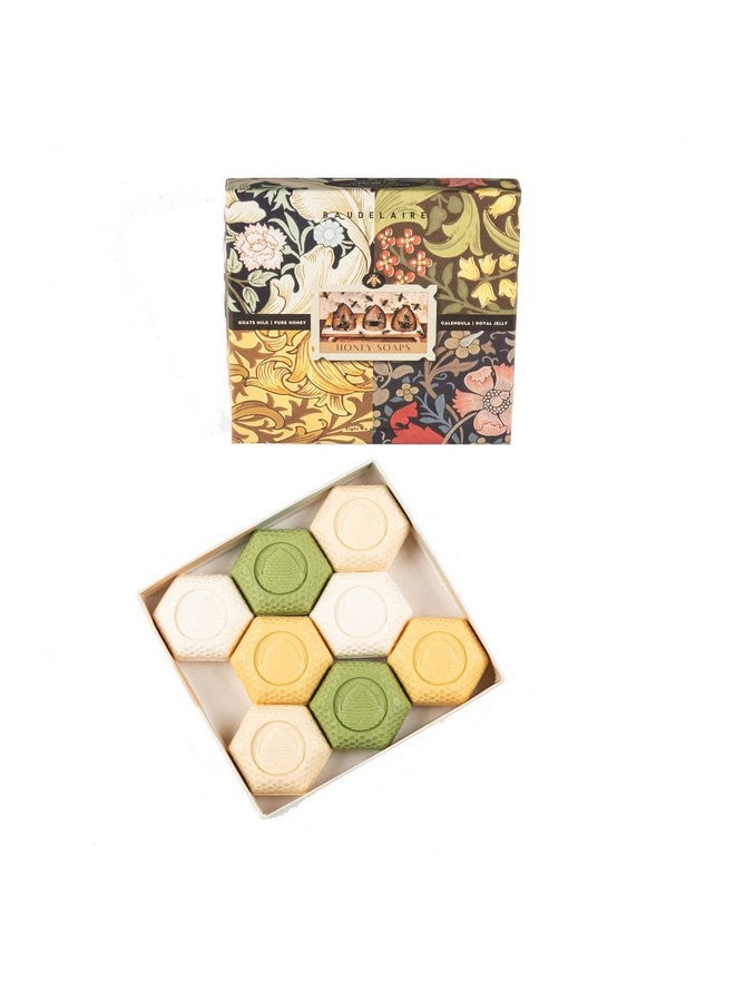 بودلير صابون العسل، عطور رويال جيلي، آذريون، حليب الماعز، العسل النقي (8 × 1.4 أونصة) صندوق هدايا 8 بار - Image 1