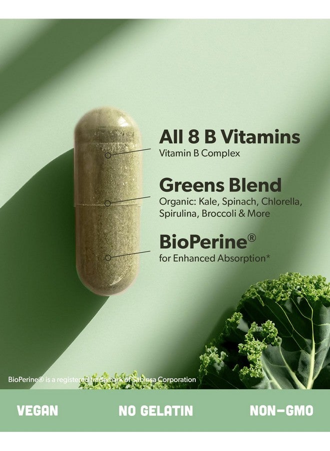 sapling sapling Vegan Vitamin B Complex - Whole Food Blend with Essential B Vitamins B1, B2, B3, B5, B6, B7, Folate, B12-60 Caps  - Image 3
