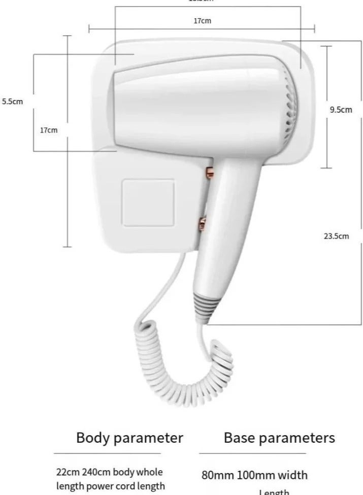 PRIMO PLUS Professional Wall-Mounted Hair Dryer: Compact, Lightweight, and Powerful 1200 W - No Drilling Required! Hot & Cold Settings, Automatic Shut-off, Moisture-Lock Technology, Quiet Operation - Image 3