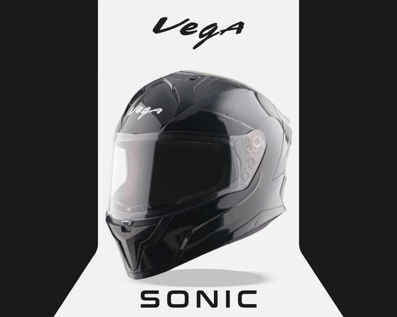 Vega Sonic Solid Full Face Motorcycle Helmet with Shock Absorbing Liner, Comfortable Interior, Lightweight Shell, Aerodynamic Design, Ventilated Fit, and Trendy Black Finish Black-L - Image 3
