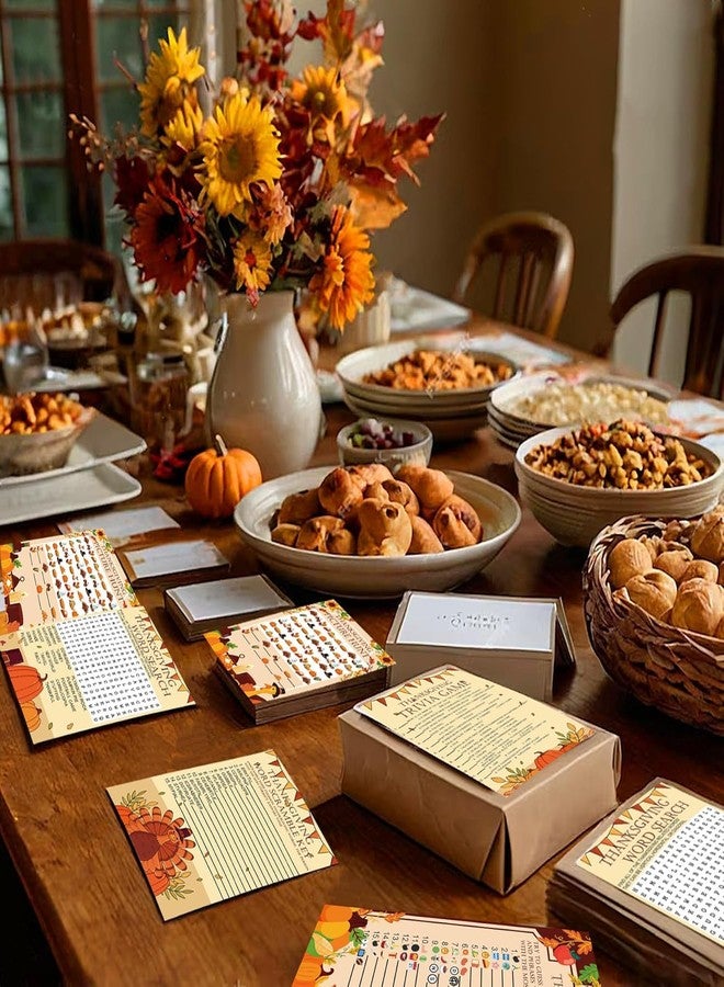 ام ال او ال ام مجموعة ألعاب عيد الشكر من MLOLM، ١٢٩ قطعة، تتضمن بطاقات ألعاب حفلات عيد الشكر للكبار، لعبة البحث عن الكلمات، لعبة الكلمات المتقاطعة، لعبة المعلومات العامة للعائلة، أنشطة حصاد الخريف، لوازم ألعاب الحفلات - Image 4