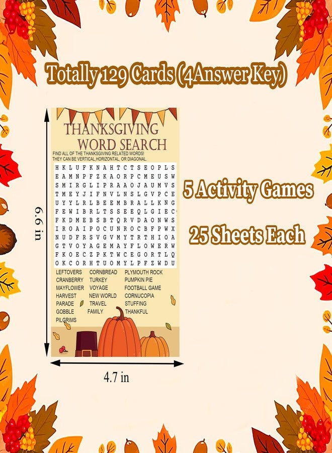 ام ال او ال ام مجموعة ألعاب عيد الشكر من MLOLM، ١٢٩ قطعة، تتضمن بطاقات ألعاب حفلات عيد الشكر للكبار، لعبة البحث عن الكلمات، لعبة الكلمات المتقاطعة، لعبة المعلومات العامة للعائلة، أنشطة حصاد الخريف، لوازم ألعاب الحفلات - Image 3