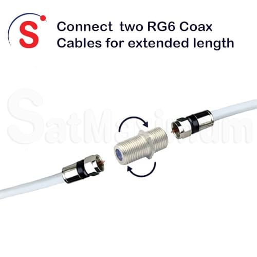 SATMAXIMUM F81 F-Type Coaxial Coupler, 3GHz Barrel Connector for RG6, RG59 & RG11, Nickel-Plated Coax Cable Extender for TV, Internet, Satellite & MoCA (10 PCS) - Image 2