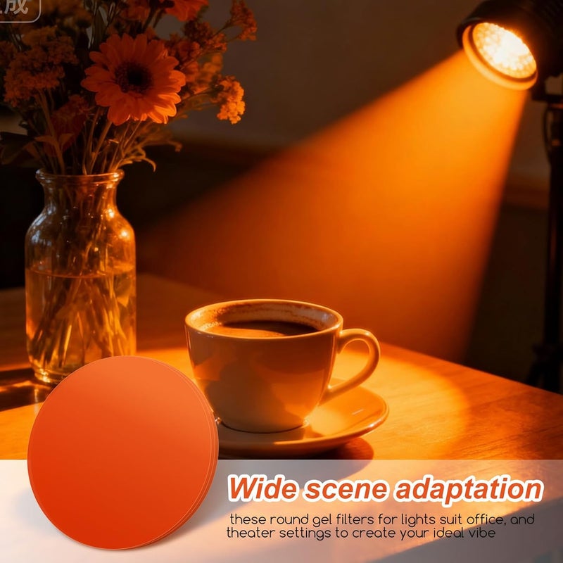 Uonlytech 20pcs Warm Light Filter Stickers, 11. 6 Inch Self-Adhesive Color Gels for Spotlights and Strobes, Amber Mood Lighting Film for Home, Theater, and Dj Lighting - Image 4
