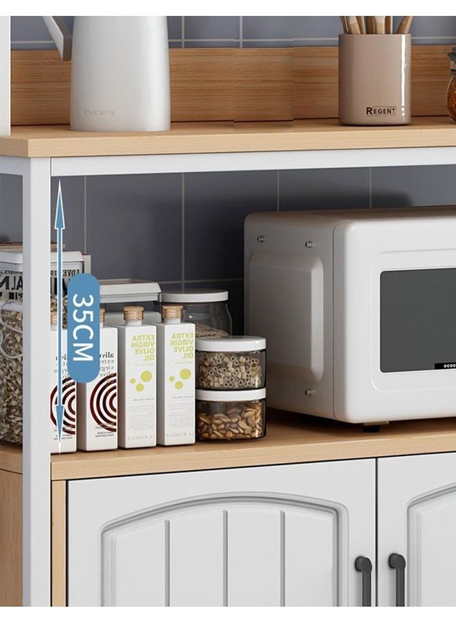 NKX Multi Layer Tier Kitchen Storage Shelf Microwave Oven Stand Rack Spice Organizer with 3 Door Storage Cabinet Large Storage Rack - Image 2