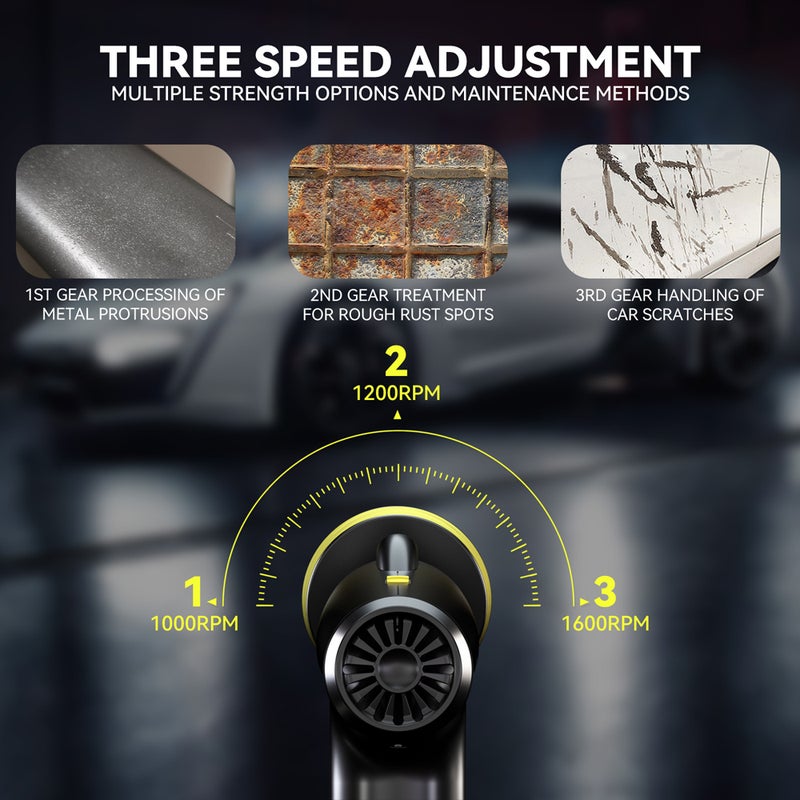 Cordless Car Polisher 3 Gears of Speeds Adjustable Electric Auto Polishing Machine Multifunctional Home Cleaning Metal Waxing Wood Sanding Rust Removal Machine Handheld Car Paint Scratch Repairing - Image 3