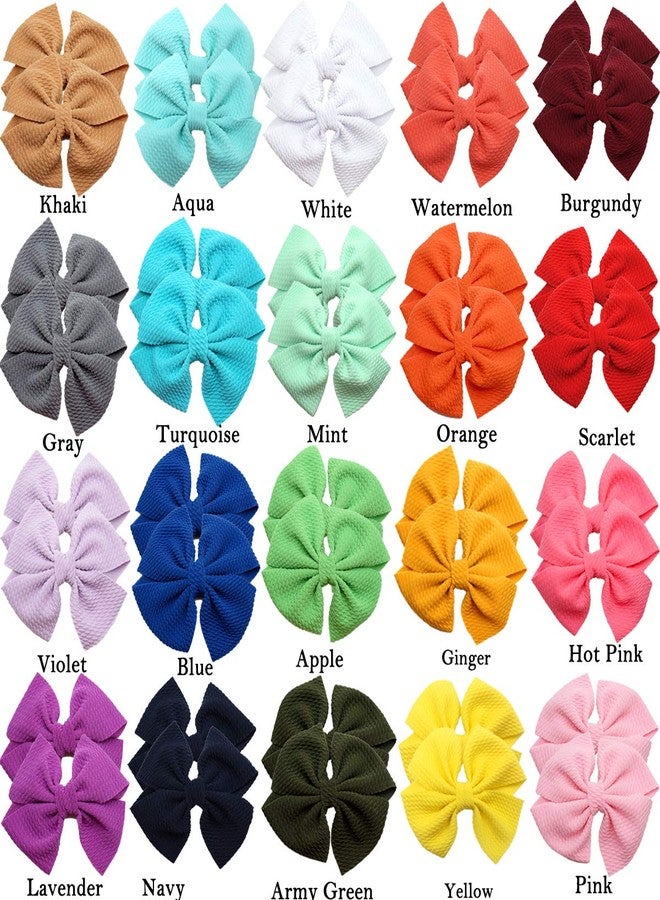 CÉLLOT 40 Pieces 4" Hair Bows Alligator Hair Clips for Baby Girls Toddlers Children Photographic Hair Accessories (20 Colors in Pairs) - Image 2