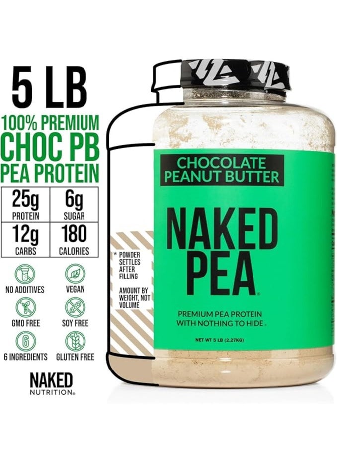 Pea - Chocolate Peanut Butter Protein Organic Cocoa, Organic Coconut Sugar - No GMO, No Soy, and Gluten Free, - 52 Servings