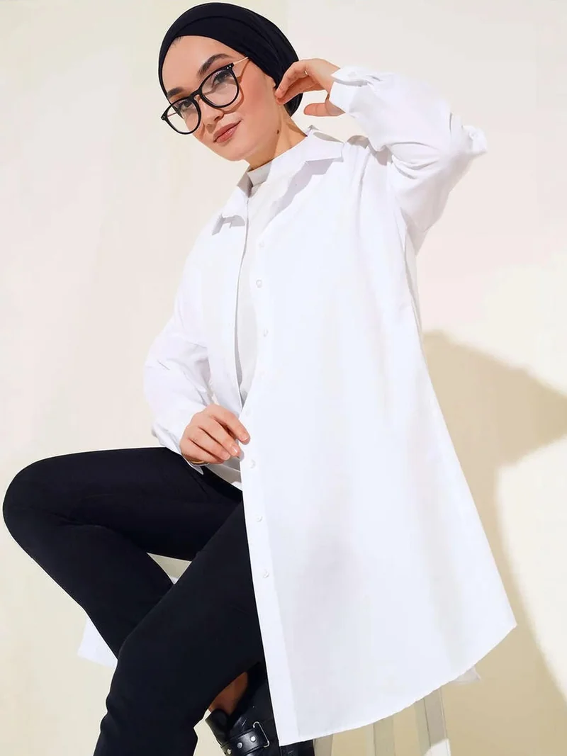 بيغ دارت BDART Long Poplin Shirt with Button Closure