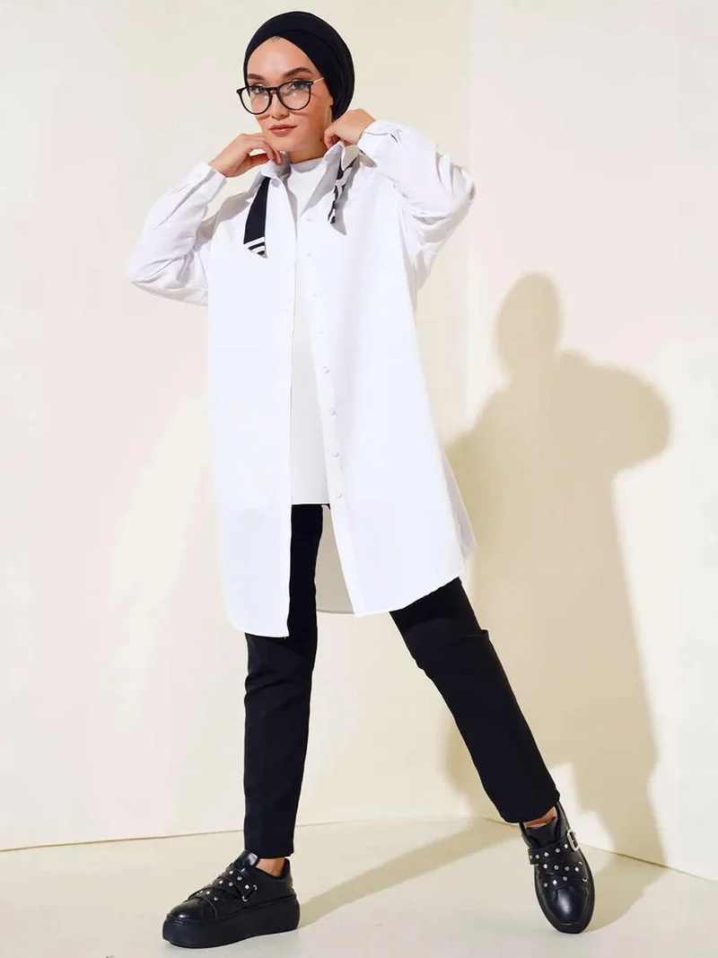 بيغ دارت BDART Long Poplin Shirt with Button Closure