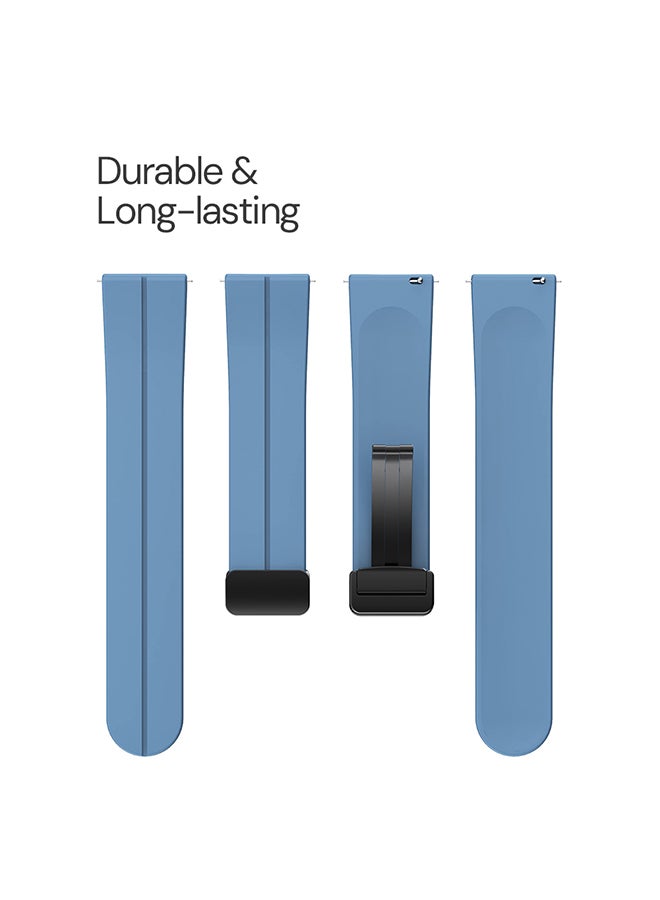 DUSALA Silicone Watch Band For CMF by Nothing Watch Pro/Watch Pro 2 Watchband Bracelet Magnetic Folding Buckle Soft Silicone Replacement Straps for Men- Premium Blue - Image 3