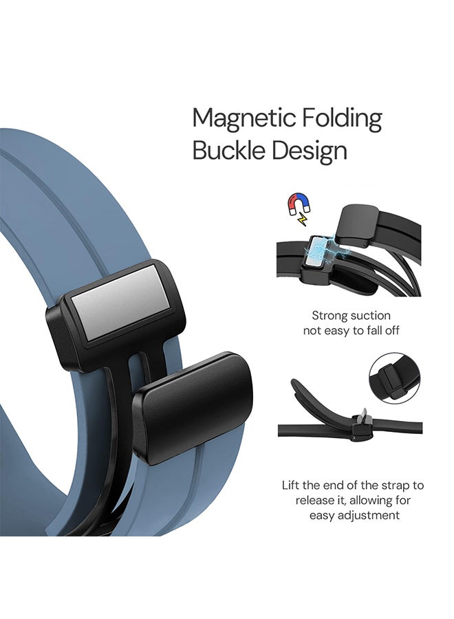 DUSALA Silicone Watch Band For CMF by Nothing Watch Pro/Watch Pro 2 Watchband Bracelet Magnetic Folding Buckle Soft Silicone Replacement Straps for Men- Premium Blue - Image 2