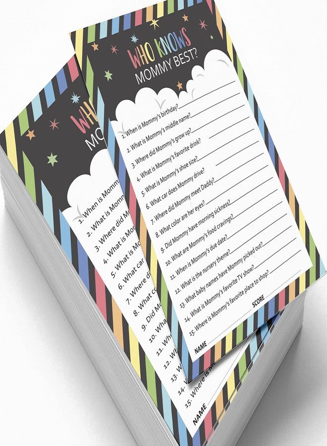 Inkdotpot لعبة "من يعرف الأم أكثر؟" لحفل استقبال المولود الجديد من إنك دوت بوت - ألعاب وأنشطة وديكورات ممتعة لحفلات استقبال المولود الجديد، مجموعة حفلات بألوان قوس قزح - عبوة من 50 قطعة - Image 3